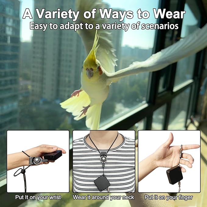 Bird Leash,Bird Harness,Retractable Anti-Bite Parrot Harness,with 3 Different Sizes of Soft Foot Ring,for Birds Outdoor Flight Training,for Budgies,Cockatiels,Psittacula Longicauda,Mini Macaws,6.5Ft