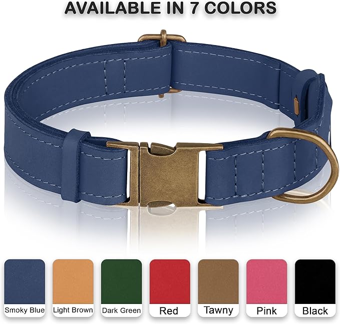AirTag Dog Collar - Genuine Leather Dog Collar with Apple AirTag Holder and Metal Buckle - Smart GPS Tracking Pet Collars for Small Medium Large Dogs Puppy (Smoky Blue, XS, 9"-12" Neck Fit)
