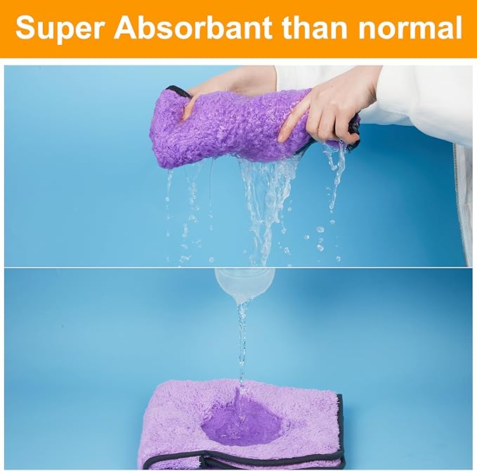 Bienbee Dog Bathrobe, Quick Drying Super Absorbent Dog Robes for After Bath, Warm Keeping Dogs Towel, Dogs Bath Supplies, Light Purple XL