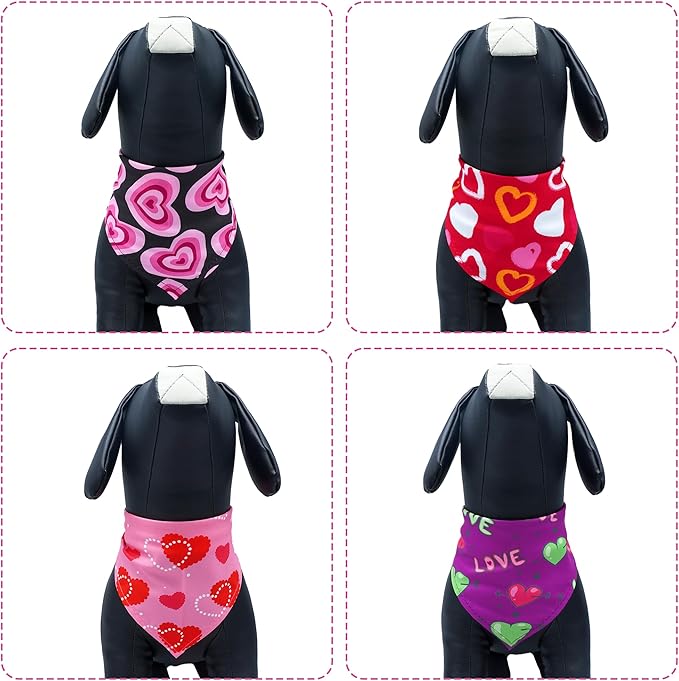 30 Pack Valentines Day Dog Bandanas Bulk for Large Dogs Breed 33 Inch XL Dog Bandanas Adjustable Dogs Scarves Party Grooming L