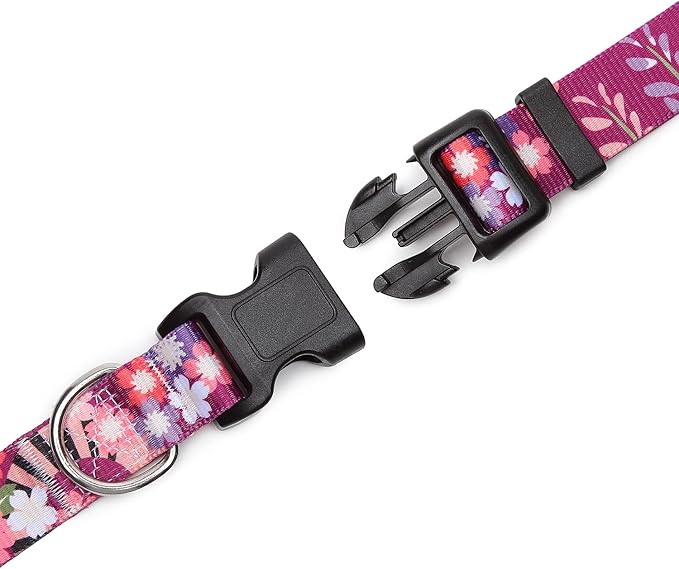 Adjustable Dog Collar with Patterns, Ultra Comfy Soft Nylon Breathable Pet Collar for Small Dogs (XS, Colorful Flower)
