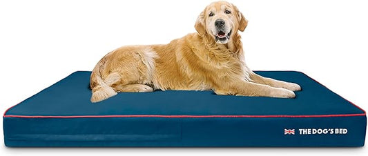 The Dog’s Bed Orthopedic Memory Foam Dog Bed, XXXL Blue Oxford with Red Trim UK Flag 64x44, Pain Relief for Arthritis, Hip & Elbow Dysplasia, Post Surgery, Supportive, Calming, Waterproof Washable