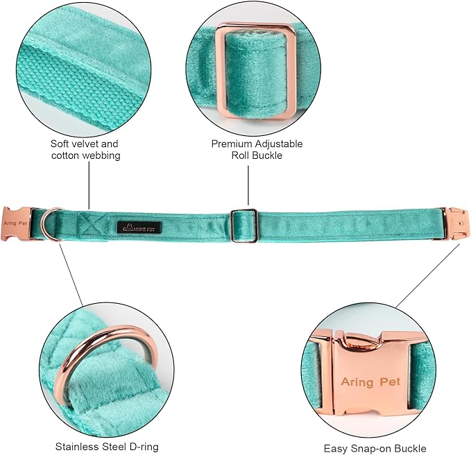 ARING PET Bowtie Dog Collar-Velvet Dog Collars with Removable Bowtie, Cute & Comfortable Dog Collar.