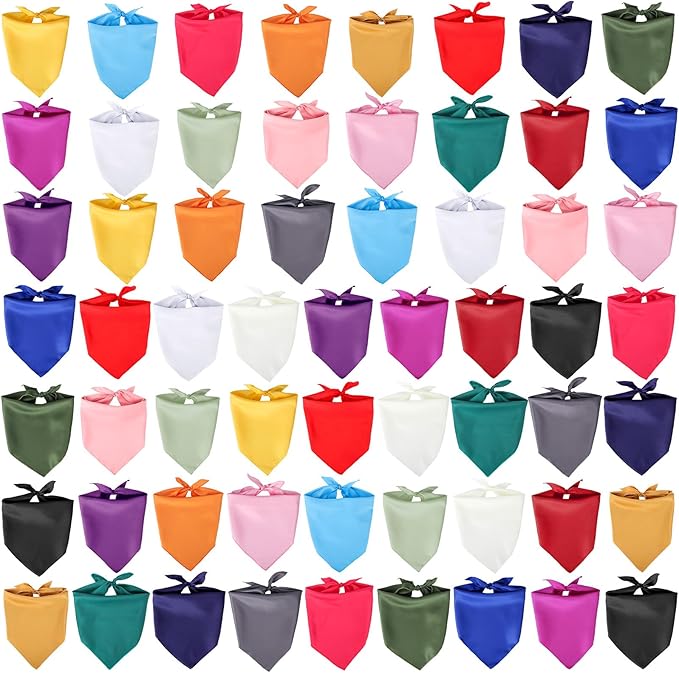 Segarty 60 Pack Pet Scarf, 26.7"x17.3" Triangle Bibs Washable Dog Bandanas Accessories Bulk for Small Medium Dogs Cats Large Puppy, Adjustable Reversible Boy Pets Birthday Kerchief