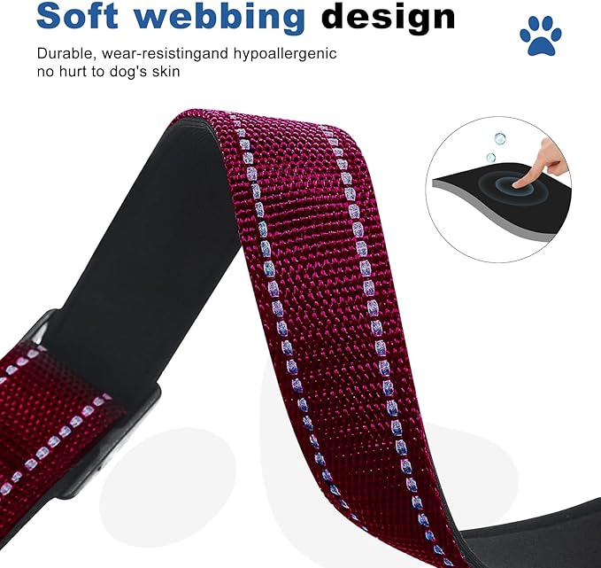 Reflective Martingale Dog Collars. Dog Collar with Quick Release Buckle. Adjustable Soft Padded Breathable Nylon Pet Collar Suitable for Puppies for Small Medium Large Dogs.
