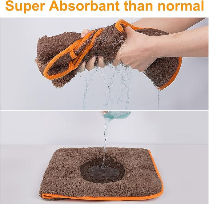 Bienbee Dog Bathrobe, Quick Drying Super Absorbent Dog Robes for After Bath, Warm Keeping Dogs Towel, Dogs Bath Supplies, Brown M