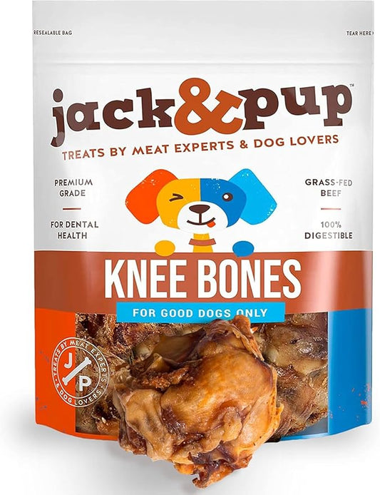 Jack&Pup Dog Bones (2 Pack) Knee Caps for Dogs | Single Ingredient Dog Bones Long Lasting | Savory Meaty Dog Bones