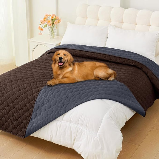 Smiry Waterproof Dog Bed Cover Blanket, Soft Reversible Pet Blanket, Washable Leakproof Cats Dogs Couch Cover for Sofa, Couch, Furniture (82x102 Inch, Chocolate/Dark Grey)