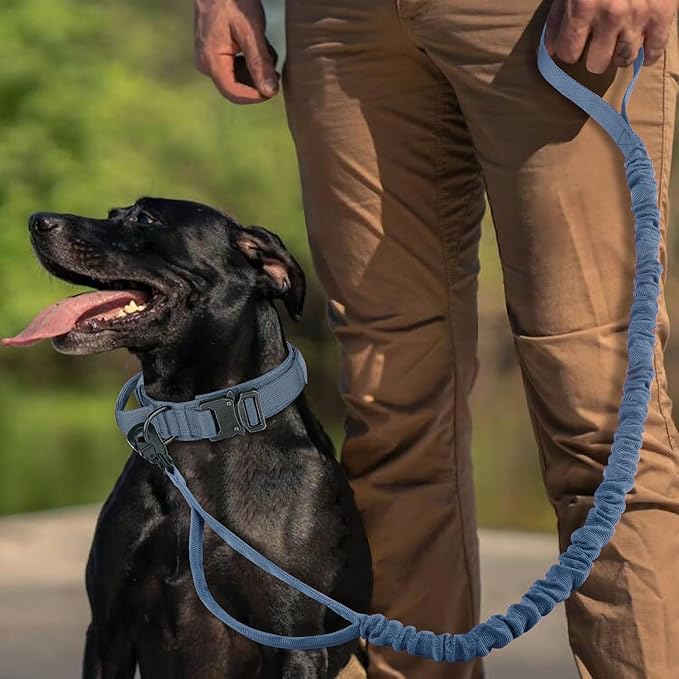 COOYOO Tactical Dog Collar Set, Adjustable Military Nylon Collar with Control Handle and Heavy Metal Buckle for Medium and Large Dogs