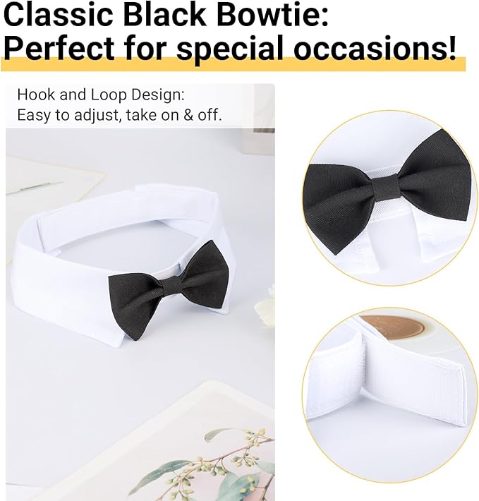 Segarty Dog Bow Tie, Adjustable Black Bowtie Collar for Extra Large Dogs, Dog Neck Tie Tuxedo Comfortable Cotton Boy Pets Grooming Accessories for Formal Wedding Holiday Birthday Gift Party