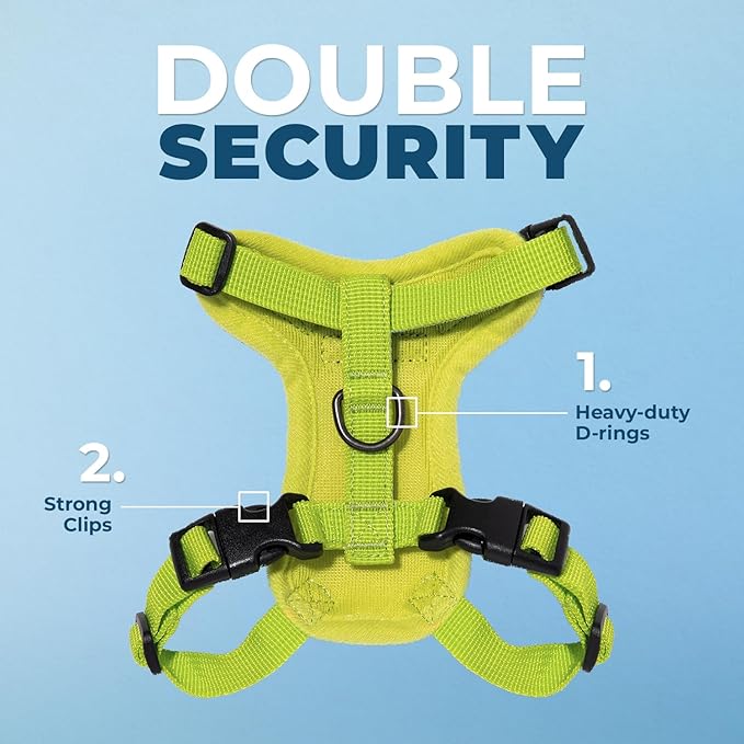 Voyager Step-in Lock Adjustable Cat Harness w. Cat Leash Combo Set with Neoprene Handle 5ft - Supports Small, Medium and Large Breed Cats by Best Pet Supplies - Lime Green, S