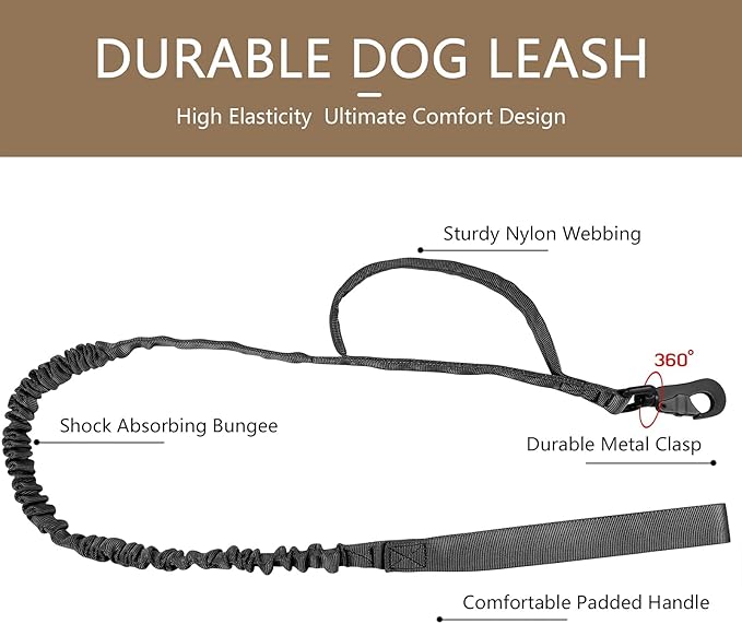DAGANXI Tactical Dog Collar Leash Set, Adjustable Military Training Nylon Dog Collar with Controll Handle and Heavy Metal Buckle for Medium and Large Dogs,with Patches and Airtags Case (L, Black-Set)