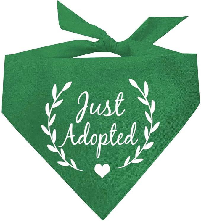 Just Adopted Dog Bandana (20 Green, One Size)