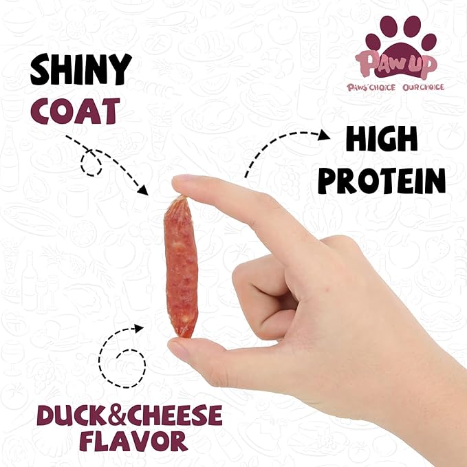 Dog Treats Duck Cheese Sausage for Dogs, Fresh Duck, 12.5oz/355g, 1% Taurine Addded, Rawhide Free, Training & Rewards Dog Snacks