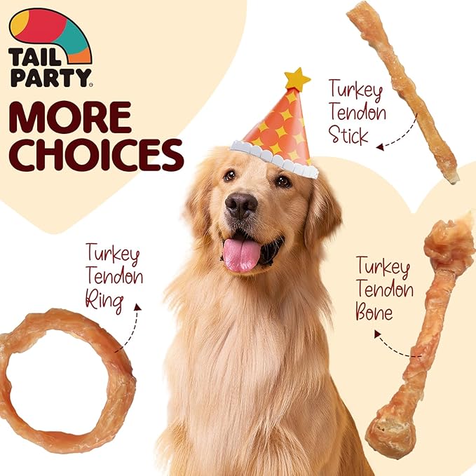Turkey Tendons for Dogs, Small Dogs Training Treats, Natural Long-Lasting Chews Sticks, High-Protein Beef Tendons, Healthy Hypoallergenic Beggin Ring【S】(10 Units/Pack, 4.23 oz)