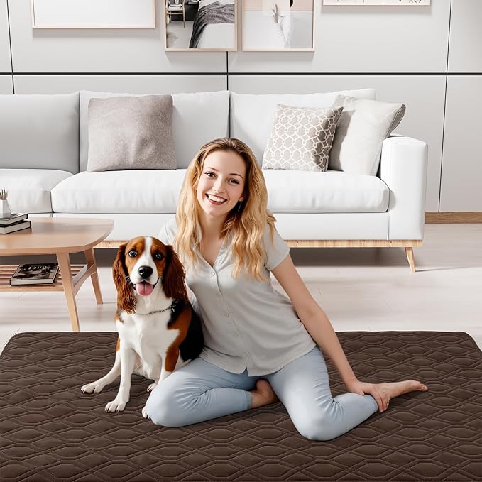 Smiry Waterproof Dog Blanket, 82x120 Inch Soft Pet Bed Cover Reversible, Washable Sofa Couch Furniture Protector for Small Medium Large Dog Puppy Cat, Chocolate/Dark Grey