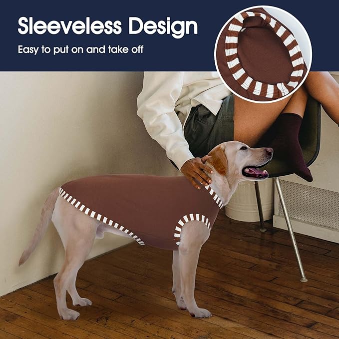 IECOii 2 Pack Dog T-Shirts for Small Medium Dogs,Lightweight & Comfortable – Easy to Wear,Machine Washable & Non - Fading – Perfect for Summer Indoor and Outdoor Use,Coffee+DarkRed,Large