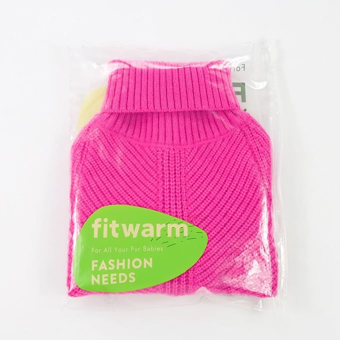 Fitwarm Valentines Dog Turtleneck Sweater, Dog Winter Clothes for Small Dogs Girl, Knitted Pet Coat, Cat Outfit, Hot Pink, Small