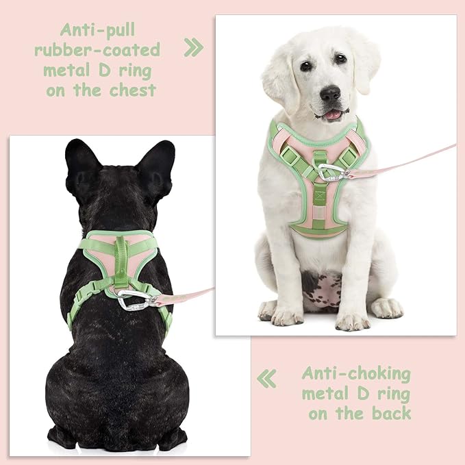 No Pull Dog Harness Adjustable Soft Padded Pet Vest with Control Handle Adorable Daily Harness for Dogs(Gossamer Pink S)