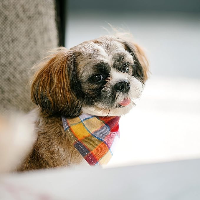 Segarty Dog Bandanas, 30 Pack 22.8"x15.7" Triangle Plaid Bibs Pet Scarf Accessories Bulk for Medium Small Dogs Cats Large Puppy Dogs, Adjustable Washable Reversible Boy Pets Birthday Kerchief