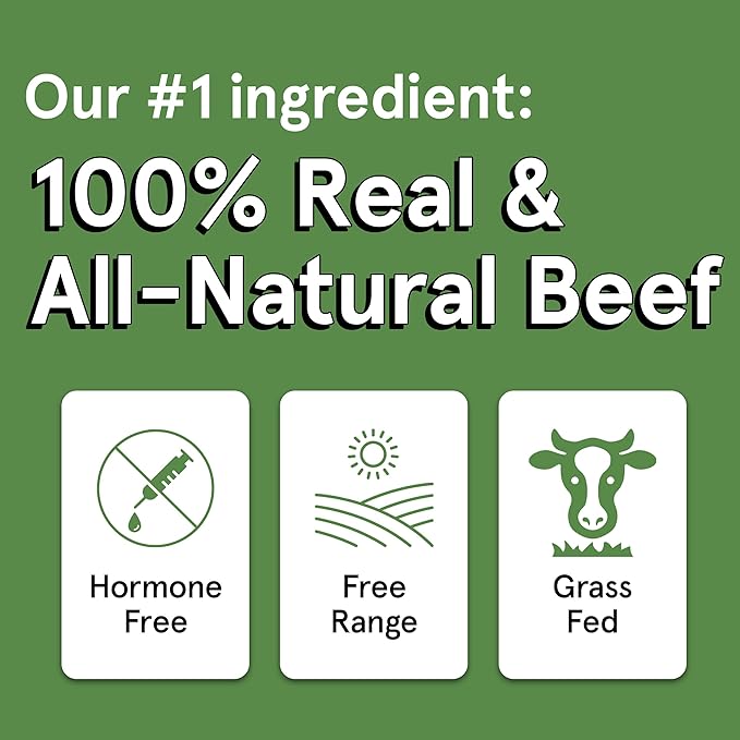 Real Meat Dog Treats - Three 12oz Bag of Bite-Sized Air-Dried Beef Jerky for Dogs - Grain-Free Jerky Pet Treats with 95% Free-Range, Grass Fed Beef - All-Natural High Protein Treats
