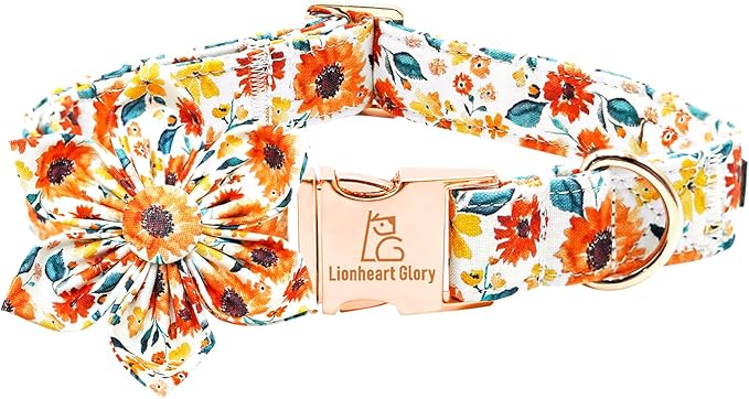 Lionheart glory Dog Collar Flowers Collar Floral Dog Collar with Flower Spring Summer Cute Collar Dog Boy or Girl Dog Collars Soft Durable Adjustable Dog Collars for Small Dogs