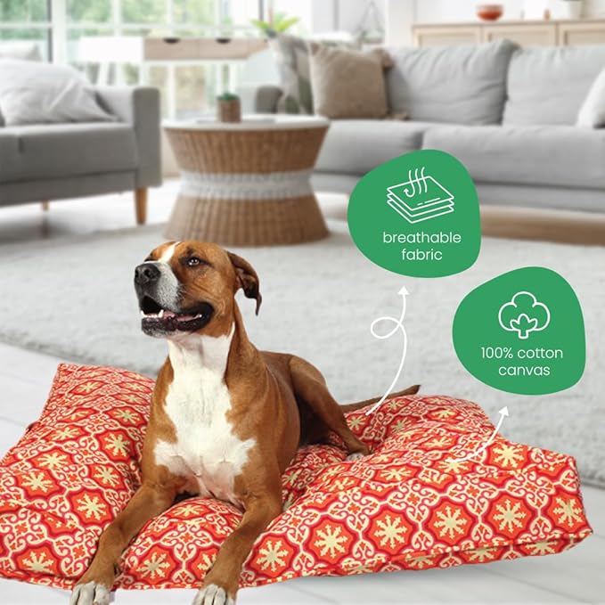 Molly Mutt Medium to Large Dog Bed Cover - Papillon Print - Measures 27”x36”x5’’ - 100% Cotton - Durable - Breathable - Sustainable - Machine Washable Dog Bed Cover