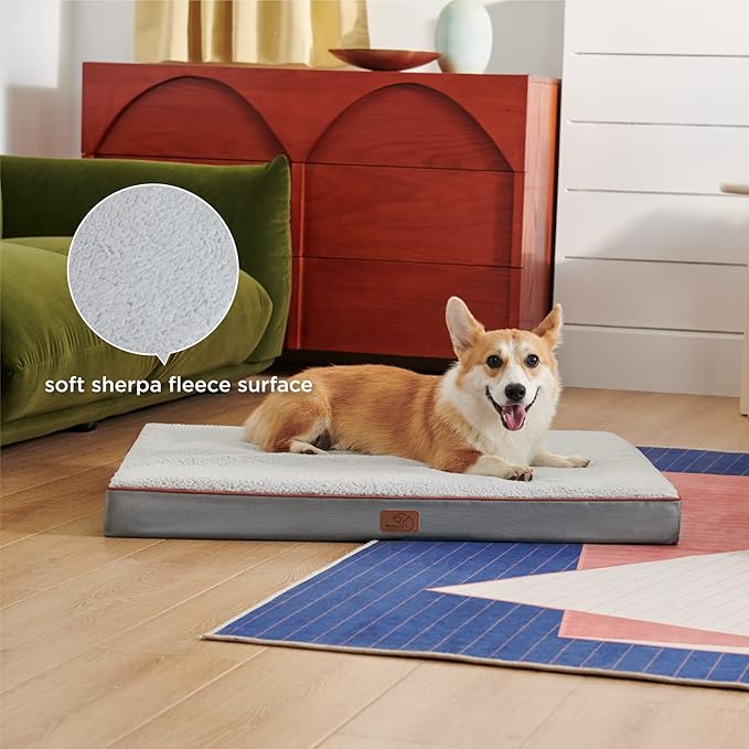 Bedsure Dog Bed Large Sized Dog - Orthopedic Waterproof Pet Beds with Removable Washable Cover, Egg Crate Foam Puppy Mat, Suitable for Pet Up to 65 lbs