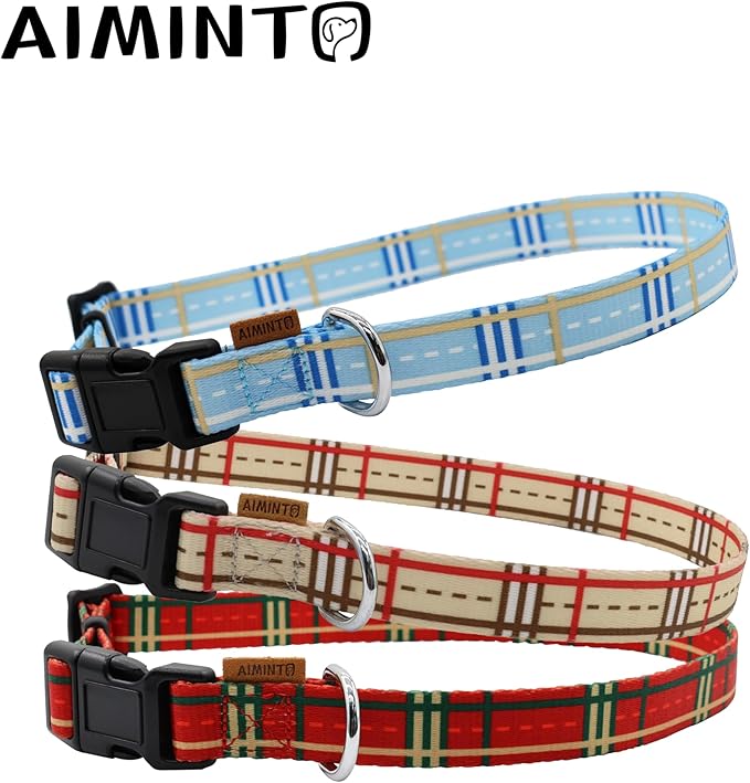 Dog Collar, Cute Stripe Pattern, Soft and Adjustable Collar with Quick Release Buckle (XS (Neck 9-13", Width 3/8"), Stripe Red)