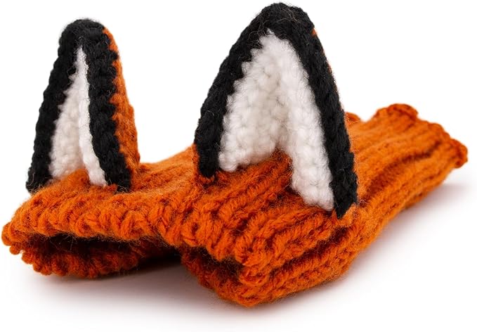 Zoo Snoods Fox Costume - Knit Dog Snood Ear Wrap for Pets, Warm Neck Cover for Halloween and Winter (Large)