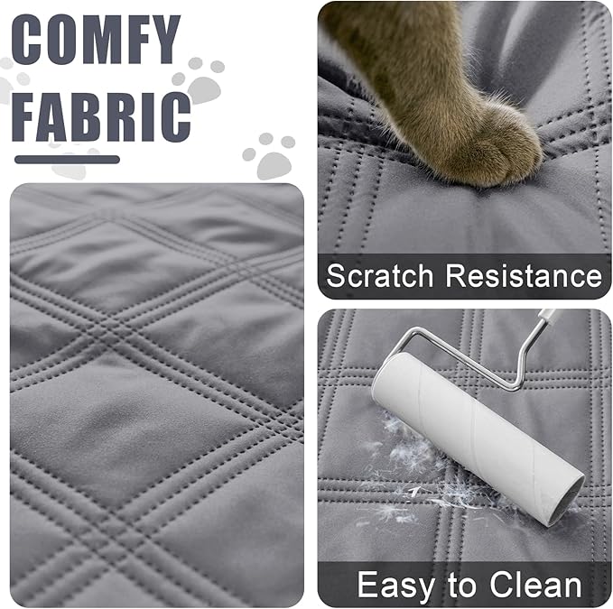 Smiry Waterproof Dog Bed Cover Blanket 68x82, Soft Reversible Pet Blanket, Washable Leakproof Cats Dogs Couch Cover for Sofa, Couch, Furniture, Grey/Light Grey
