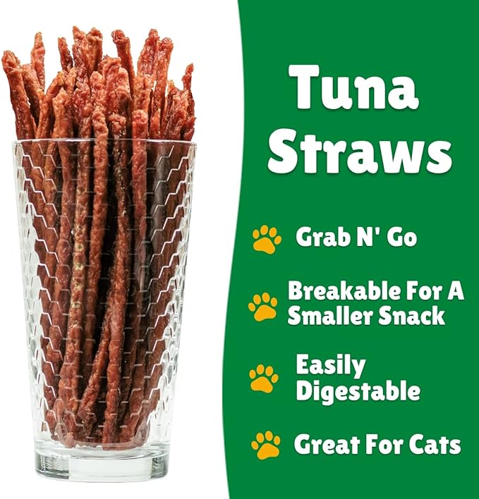 Lucky Premium Treats Tuna Jerky Straws – All Natural Tuna Jerky Dog Treats and Cat Treats, Pet Treats with Rich Source of Omega-3 (7 oz)