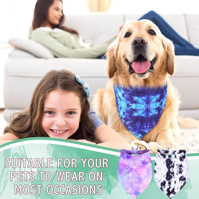 Weewooday 20 Pcs Tie Dye Dog Bandanas Bulk Washable Triangle Bibs Scarf Kerchief Puppy Neckerchief for Summer Large Dogs Girl and Boy Costume(Tie Dye,XL Size)