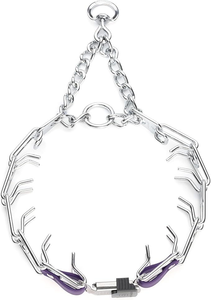 Herm Sprenger Chrome Plated Steel Dog Collar with Quick Release ClicLock Buckle and Biothane Insert Training Collar for Dogs Made in Germany (Violet Purple, 25in x 4.0mm(Neck Size up to21-22in))