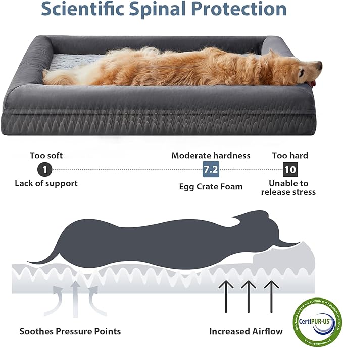 WNPETHOME Washable Extra Large Dog Bed, XXXXL Dog Couch, Orthopedic Pet Sofa Bed with Removable & Waterproof Cover, Giant Pet Couch with Sides