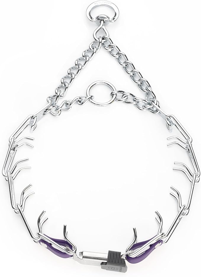 Herm Sprenger Chrome Plated Steel Dog Collar with Quick Release ClicLock Buckle and Biothane Insert Training Collar for Dogs Made in Germany (Violet Purple, 23in x 3.2mm(Neck Size up to19-20in))