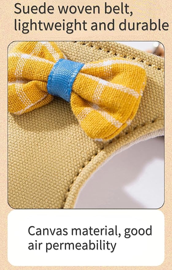 Rabbit Harness and Leash - Adjustable Bunny Harness Escape Proof for Walking Runnig Hiking Camping Outdoor - Cute Small Animal Harness Leash Set (Medium,Yellow)