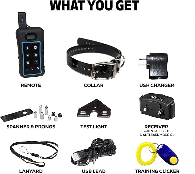 Dog Training Collar with Remote - 3960Ft, Hunting Standard, Removable Shock, LED Light, Vibrate, Anti Bark, Beep Mode, Rechargeable Waterproof E Collar for All Dogs Over 15lbs