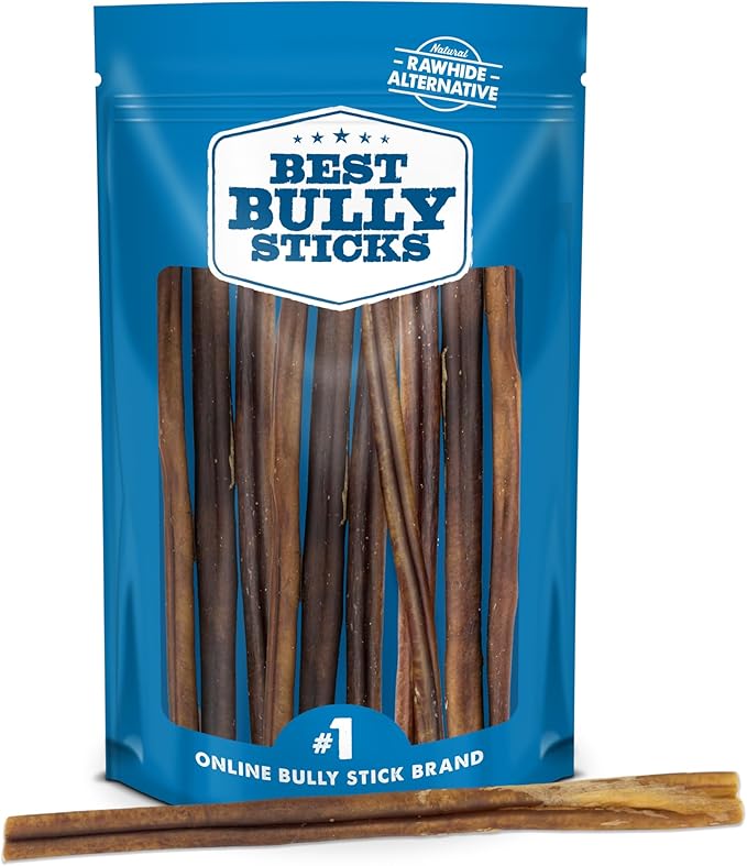 Best Bully Sticks 12 Inch Thick Bully Sticks for Dogs - 18 Count (Pack of 1) - Natural, Grass-Fed Beef, Single Ingredient, Grain and Rawhide Free - Large Breeds