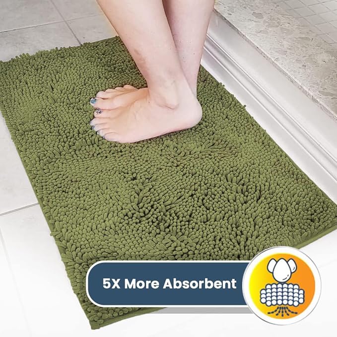 Muddy Mat® Original Dog Door Mat for Muddy Paws, Super Absorbent Microfiber, Non-Slip Washable Pet Rug, Quick Dry Chenille Entryway Carpet, Machine Washable Indoor Outdoor mat, Army Green 18"x28"