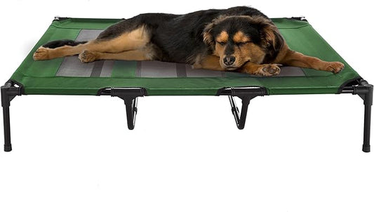 Elevated Dog Bed - 48x35.5-Inch Portable Pet Bed with Non-Slip Feet - Indoor/Outdoor Dog Bed or Puppy Cot for Pets up to 110lbs by PETMAKER (Green)