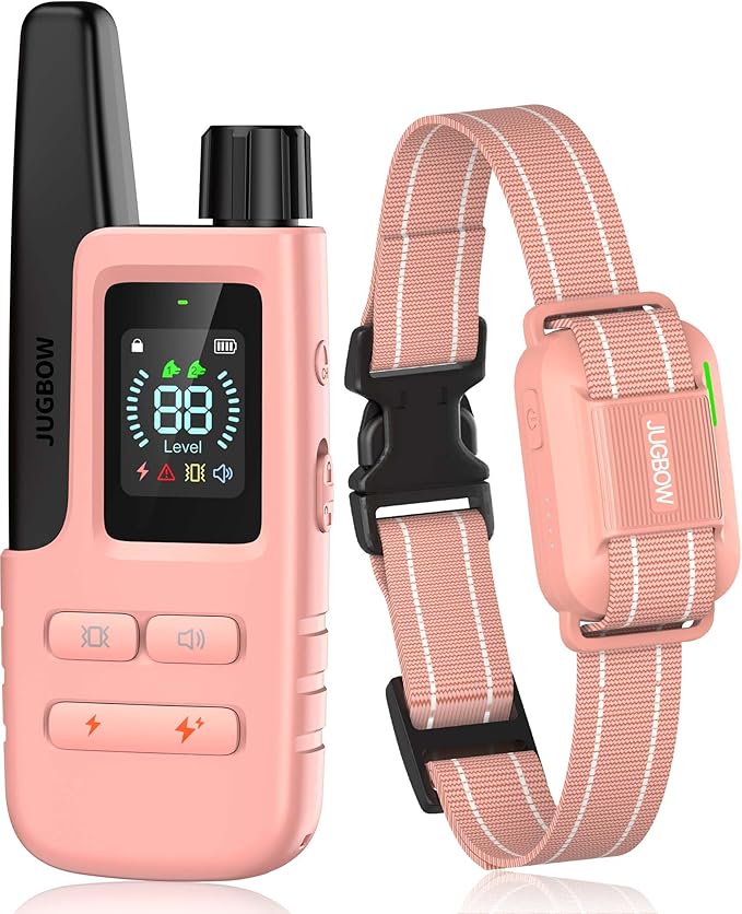 Jugbow Dog Shock Collar - 4200FT Dog Training Collar with Remote for 5-120lbs Small Medium Large Dogs, IPX8 Waterproof E Collar with 4 Training Modes, Security Lock, Rechargeable Shock Collar Pink