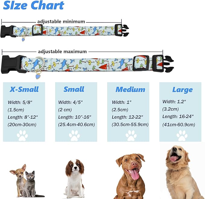 Bubblepup Dog Collar, Adjustable Dog Collar for Small Medium Large Dogs with Soft Cotton & Quick-Release Buckle