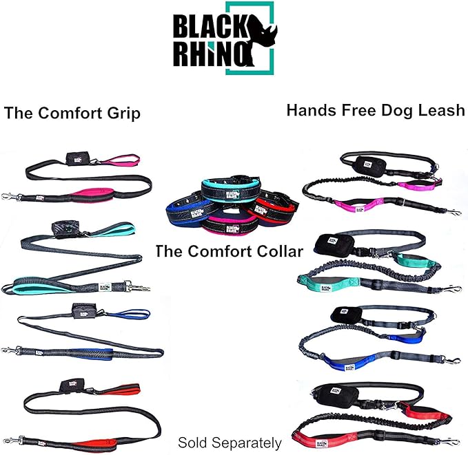 Black Rhino - The Comfort Collar Ultra Soft Neoprene Padded Dog Collar for All Breeds - Heavy Duty Adjustable Reflective Weatherproof (Small, Red/Black)