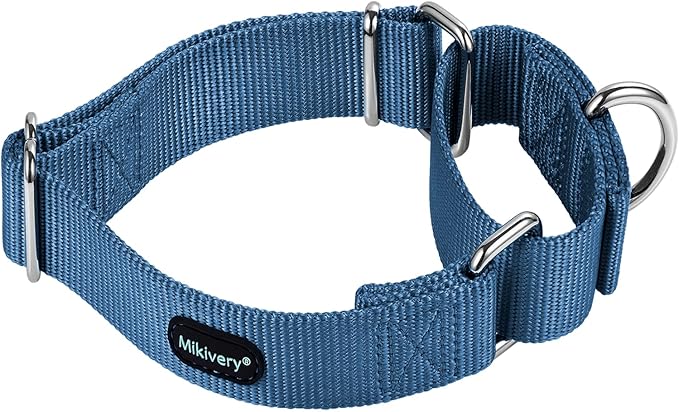 Mikivery Martingale Dog Collar Nylon Adjustable and Safety Training Colourful Comfortable Metal Buckle Pet Collars for Small Medium and Large Dogs