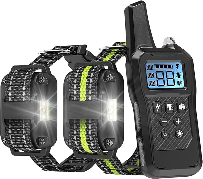 Dog Shock Collar 2 Pack - Dog Training Collar with Remote IP65 Waterproof E Collar for Dogs Training with Shock Vibrate Beep and Light Modes for Small Medium Large Dogs