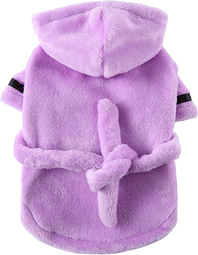 Petyoung Pet Bathrobe Dog Pajama Thickened Hooded Bathrobe Quick Drying and Super Absorbent Dog Bath Towel Soft Pet Nightwear for Puppy Small Dogs Cats