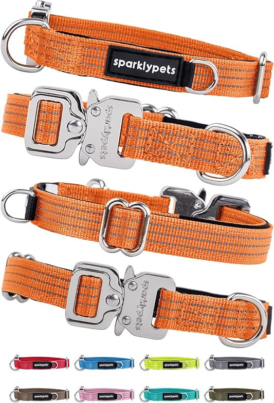 SparklyPets Extra Small Dog Collar with Quick Release Chrome Buckle & AirTag Holder – Premium Small Breeds Collars with Reflective Stripes & Soft Lining for Female & Boy Dogs