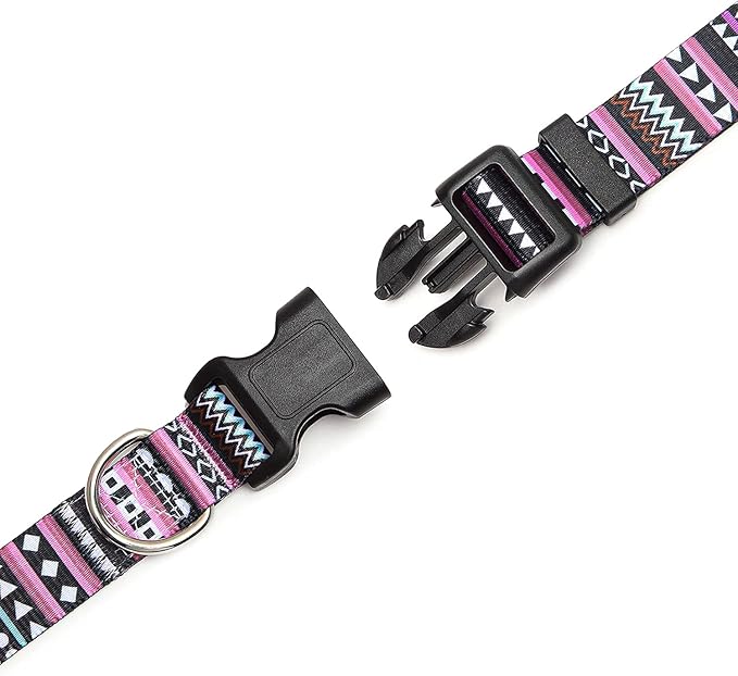 Adjustable Dog Collar with Patterns, Ultra Comfy Soft Nylon Breathable Pet Collar for Small Medium Large Dogs (M, Bohemian Purple)