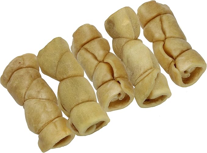 Water Buffalo Retriever Style Cheek Roll 3" Dog Chews-5 Pack (Long Lasting Dog Chews Treats & Bones for Medium Dogs) Substitute for Pig Ears for Dogs
